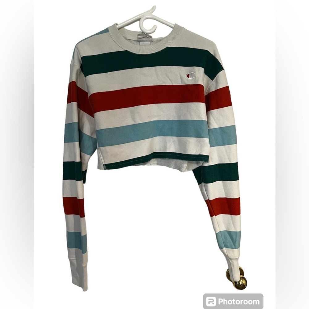 Champion striped crop top long sleeve